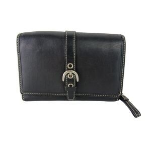 Coach Buttery Soft Black Bi-Fold Wallet Silver Hardware